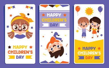 Fototapeta premium Template Design With Cartoon Kids