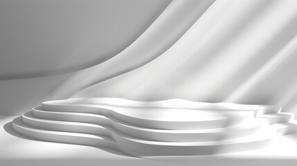 Abstract white light on wall background for display product with Generative Ai.