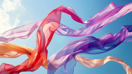 Obraz na płótnie Canvas colourful ribbons flying on blue sky background