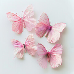 Beautiful pink butterfliesisolated on a white