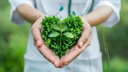 doctor hands holding plant in heart shape
