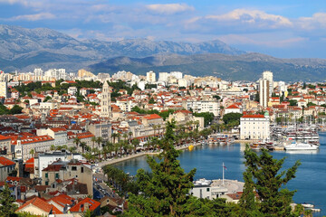 Fototapeta na wymiar Historical city centre of Split, Croatia. Beautiful view of the promenade.