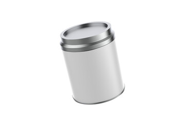Matte Metallic Tea Tin Can Mockup Isolated On White Background. 3d illustration