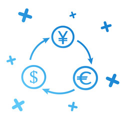 Icon icon euro and dollar yuan currency circulation