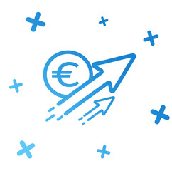 Fototapeta premium Euro currency currency exchange coin arrow icons on a white background