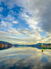 Sunrise on lake in Austria