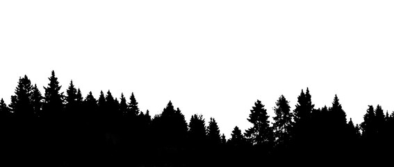 Abstract Background in Black and White - Art	, Silhouette of trees in black and white