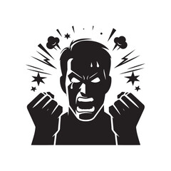 Burning Reaction: Vector Angry Person Silhouette - Expressing Intense Emotion in Striking Form. Angry Person Illustration, Angry man vector.