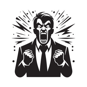 recommend clip art: Burning Reaction: Vector Angry Person Silhouette - Expressing Intense Emotion in Striking Form. Angry Person Illustration, Angry man vector.