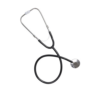Creative flatlay of doctor medical equipment white table with stethoscope, Health care concept, Top view with copy space, Isolated, PNG transparency