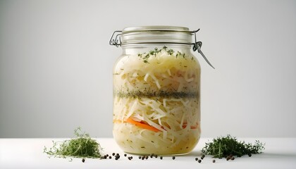 Homemade sauerkraut, black pepper and thyme - obrazy, fototapety, plakaty