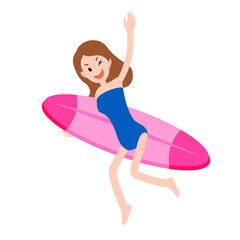 Flat style girl with surfboard