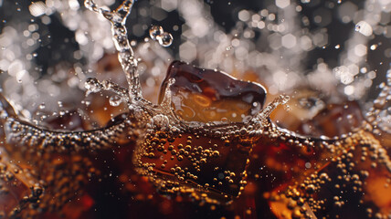 A dynamic splash of iced coffee beads creating an energetic moment.