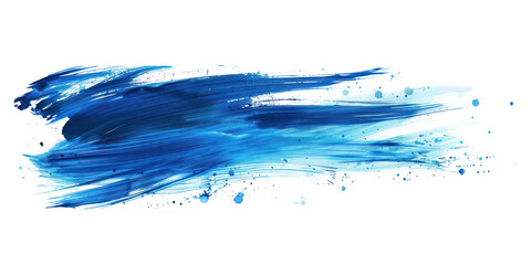 Blue ink brush stroke,  Blue brush splashes isolated on transparent png.