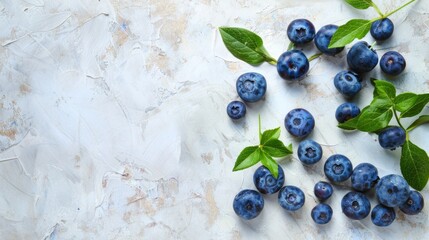 Blueberries isolated on white background. Healthy, antioxidant, organic fruit. Room for copy space.
