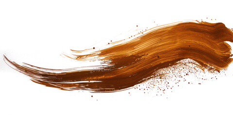 Bronze ink brush stroke,  Brown brush splashes isolated on transparent png.
