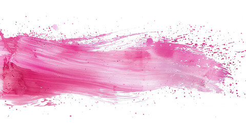Pink ink brush stroke, pink brush splashes isolated on transparent png.