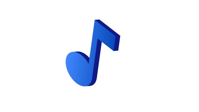 Animated music icon 3d on white background.