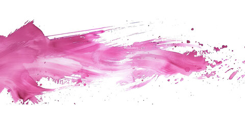 Pink ink brush stroke, pink brush splashes isolated on transparent png.