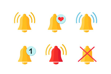 notification or ringing sounds vector icon, yellow bell symbol, web icon set, reminder alarm sign