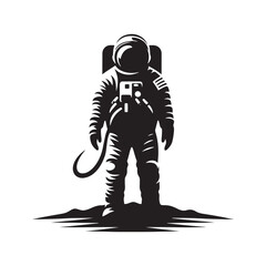 Space Pioneer: Vector Astronaut Silhouette - Embarking on Cosmic Adventures Beyond Earth's Horizon. Astronaut Illustration, Astronaut vector