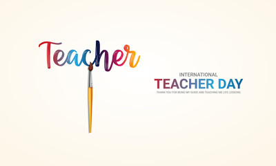 Happy Teachers Day. Creative  Design for banner poster, 3D Illustration