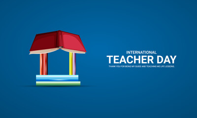 Happy Teachers Day. Creative  Design for banner poster, 3D Illustration