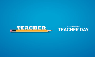 Happy Teachers Day. Teacher day creative concept, pen, pencil, book, fire, Creative  Design for banner poster, 3D Illustration