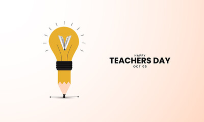 Happy Teachers Day. pen whit bulb and book, idea book, idea pencil, pencil whit book, Creative Design for banner poster, 3D Illustration