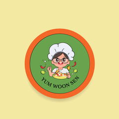 Traditional thai food local Yum woon sen Thailand street food Yum woon sen. Logo sticker design. © Felizlalala