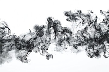 Black smoke isolated on white background Generative Ai 