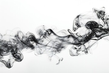 Black smoke isolated on white background Generative Ai 