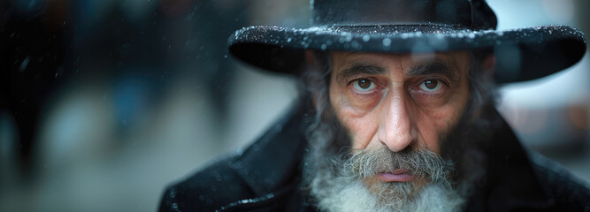 Generative AI, Portrait of religious orthodox jewish man, photo close up