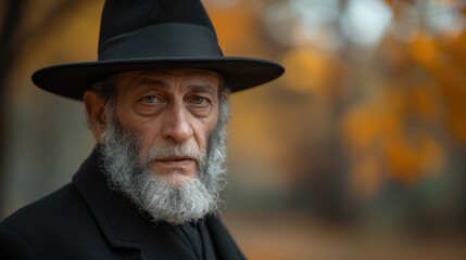Generative AI, Portrait of religious orthodox jewish man, photo close up