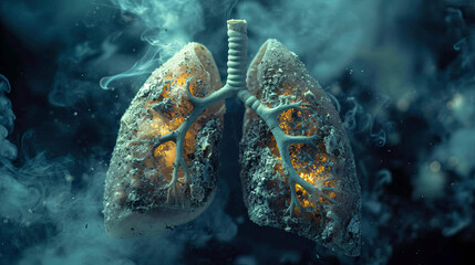 The lungs filled with smoke from a smoker, representing the consequences of smoking habits on human health