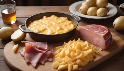 Melted cheese and ham