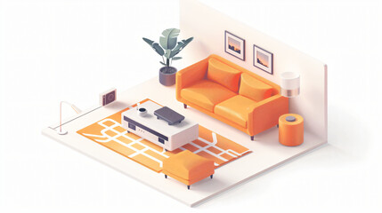 IOT isometric composition with isolated smart home rem