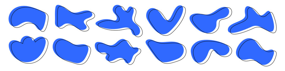 Set of organic, flow irregular blob vector illustration