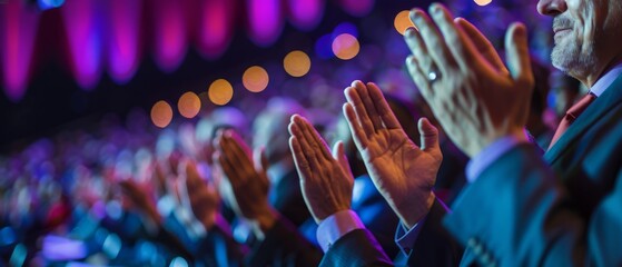 Naklejka premium Clapping hands at a conference or corporate event in the 21st century
