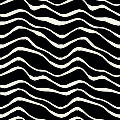 Vector seamless pattern. Stylised ocean waves. Hand drawn graphic sea waves. Tileable monochrome swatch.