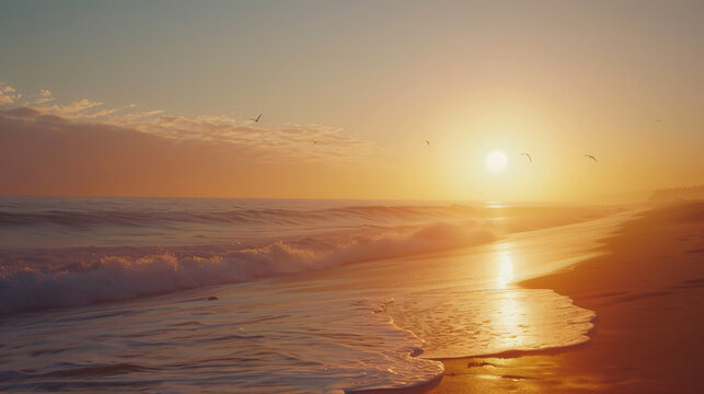 Khaki sunset on the beach