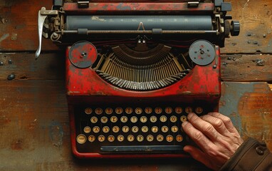 Typing typewriter vintage style alphabet concept.