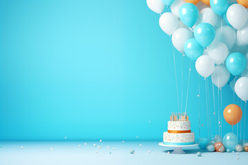 Cake Smash party. Balloons backdrop with cake. Happy birthday celebrating . Decoration birthday photo zone.