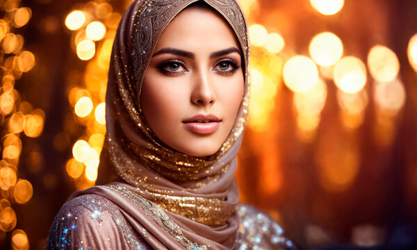 beautiful muslim woman in hijab. Selective focus.