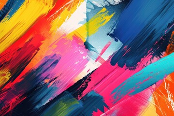 Overlapping abstract brush strokes in a variety of vivid hues