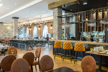 Interior of a modern hotel cafe bar restaurant