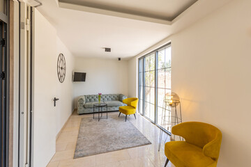 Hotel lobby interior with furniture