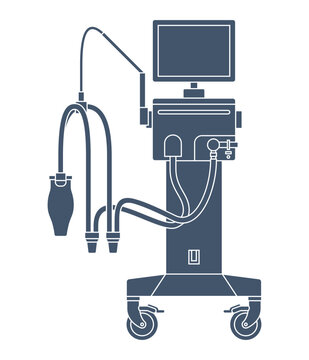 Mechanical lung ventilator in monochrome style