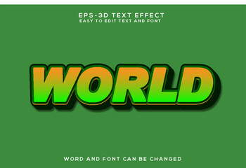 World 3d text effect and colorful 3d effect