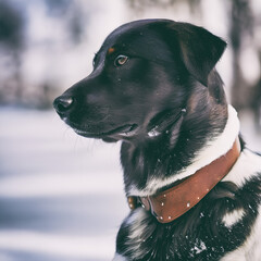 dog in snow